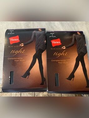 NWT Hanes Blackout Tight - Jet Black Women’s Tights set of 2